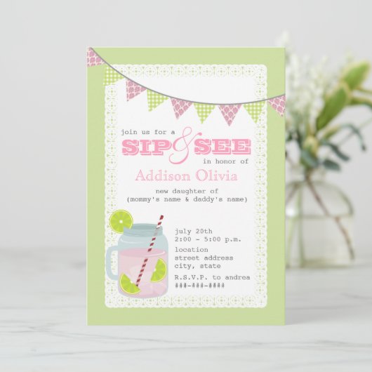 Roze en groene limonade & Limoen Sip + Zie Kaart (Staand voorkant)