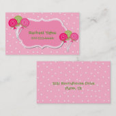 Roze en groene Lollypops Play Date Card Contactkaartje (Voorkant / Achterkant)