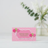 Roze en groene Lollypops Play Date Card Contactkaartje (Staand voorkant)