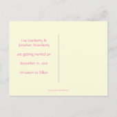 Roze en groene lovebird en harten redden de datum aankondigingskaart (Achterkant)