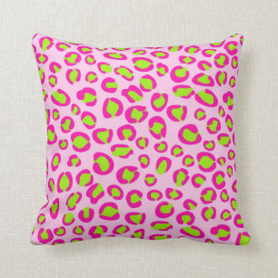 Roze en groene luipaardprint kussenhoes kussen