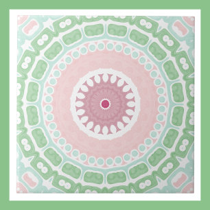Roze en Groene Mandala Kaleidoscoop Medaillon Tegeltje