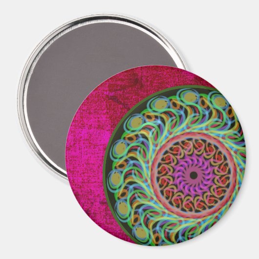 Roze en groene Mandala Magnet (Voorkant / Achterkant)