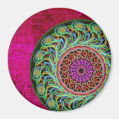Roze en groene Mandala Magnet (Voorkant)