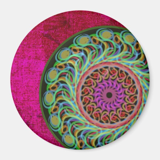 Roze en groene Mandala Magnet (Voorkant)