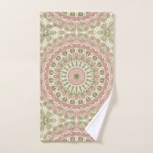 Roze en groene mandala patroon ontwerp bad handdoek (Handdoek)