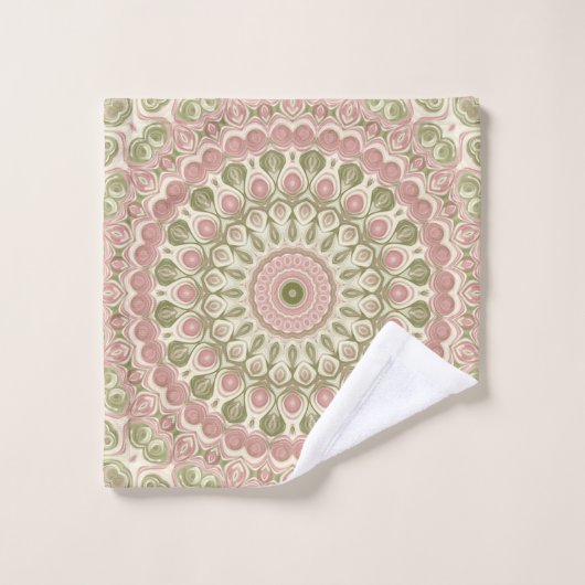Roze en groene mandala patroon ontwerp bad handdoek (Wasdoekje)