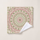 Roze en groene mandala patroonontwerp bad handdoek (Wasdoekje)