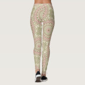 Roze en groene mandala patroonontwerp leggings (Achterkant)