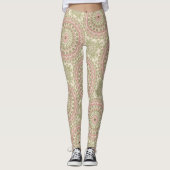 Roze en groene mandala patroonontwerp leggings (Voorkant)