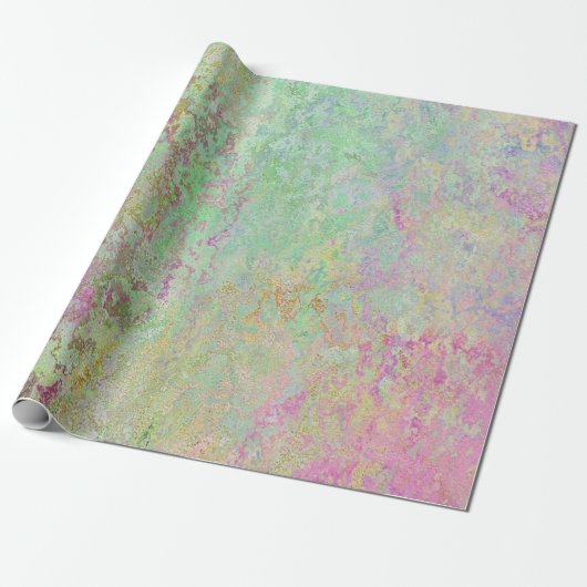 Roze en groene marmer cadeaupapier (Uitgerold)