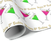 Roze en Groene Martinis 21e verjaardag Cadeaupapier (Rol Hoek)