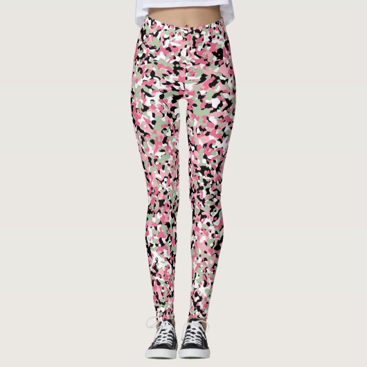 Roze en groene micro-Leggings Leggings (Voorkant)