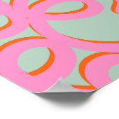 Roze en groene Mid Century Abstracte lijnen Poster (Hoek)