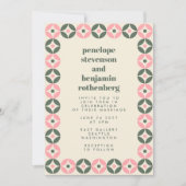 Roze en Groene Mid Mid Geometric Chic Wedding Kaart (Voorkant)