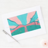 Roze en groene minimalistische landschapsstickers rechthoekige sticker (Envelop)