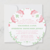Roze en Groene Modern Damask Wedding Kaart (Voorkant)