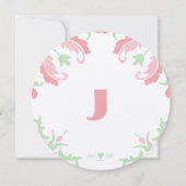 Roze en Groene  Modern Damask Wedding Kaart (Achterkant)