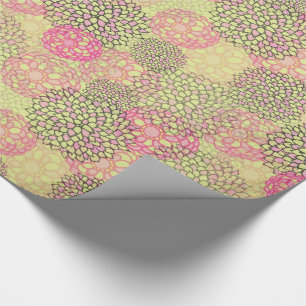 Roze en groene moderne bloemen cadeaupapier