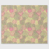 Roze en groene moderne bloemen cadeaupapier (Vlak)