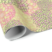 Roze en groene moderne bloemen cadeaupapier (Rol Hoek)