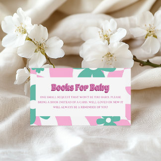 Roze en groene moderne boeken voor baby's informatiekaartje