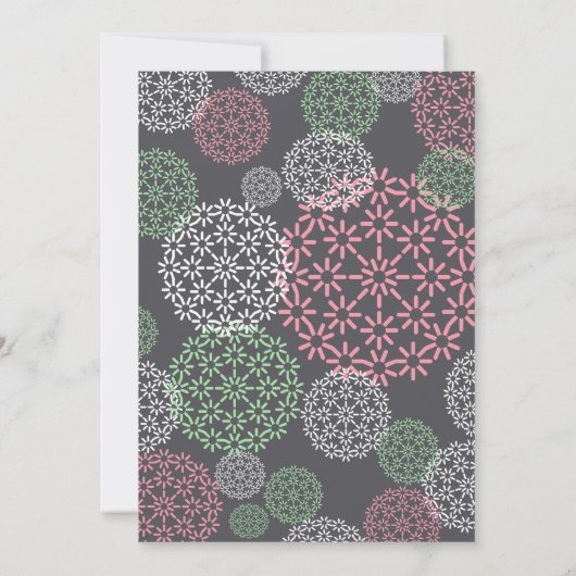 Roze en groene moderne Floral Wedding Kaart (Achterkant)