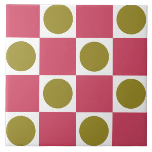Roze en groene moderne geometrische tegelpatronen tegeltje