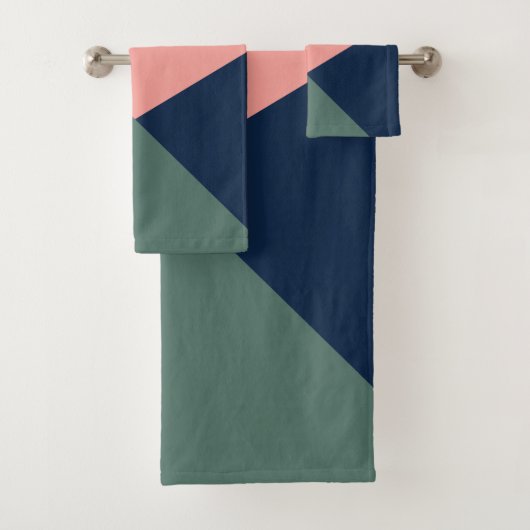 Roze en groene moderne, minimale abstracte geometr bad handdoek (Insitu)