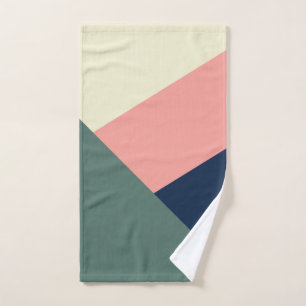 Roze en groene moderne, minimale abstracte geometr bad handdoek