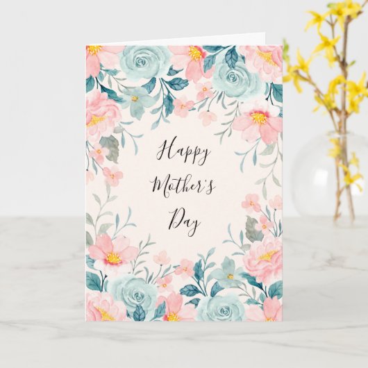 Roze en groene Moederdag aan de Floral Kaart (Gele Bloem)