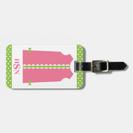 Roze en Groene Monogram Shift-Bagagelabel Bagagelabel (Voorkant horizontaal)