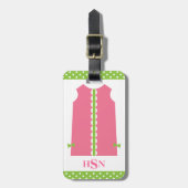 Roze en Groene Monogram Shift-Bagagelabel Bagagelabel (Voorkant verticaal)