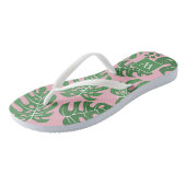 Roze en groene monogrammen Monstera Leaves Teenslippers (Schuin)