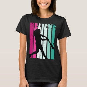 Roze en groene Motivatie meisjes Baseball geloven T-shirt
