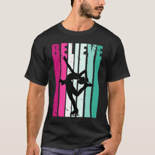 Roze en groene Motivatie meisjes in ijsschaatsBeli T-shirt