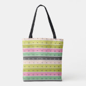 Roze en groene naaien meetlint canvas tas (Achterkant)