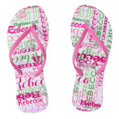 Roze en groene naam Collage Allover Afdrukken Teenslippers (Voetbed)
