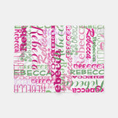 Roze en Groene Naam Collage Girl's Allover Print Fleece Deken (Voorkant (Horizontaal))