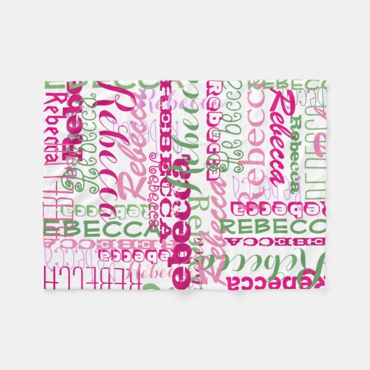 Roze en Groene Naam Collage Girl's Allover Print Fleece Deken (Voorkant (Horizontaal))