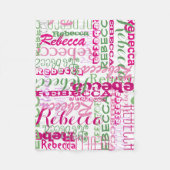 Roze en Groene Naam Collage Girl's Allover Print Fleece Deken (Voorkant)