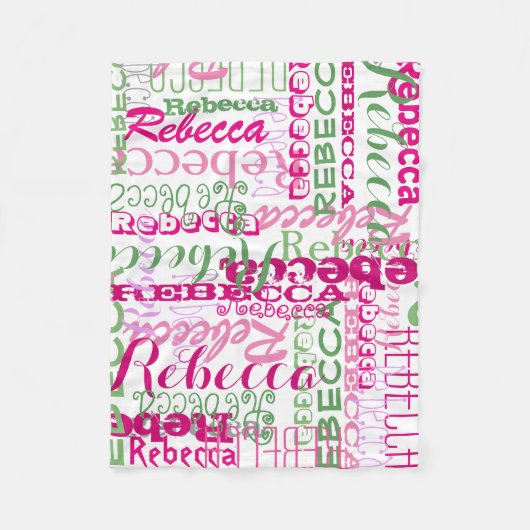 Roze en Groene Naam Collage Girl's Allover Print Fleece Deken (Voorkant)