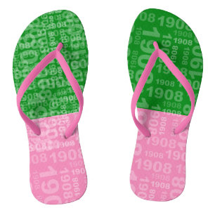Roze en groene negentien teenslippers