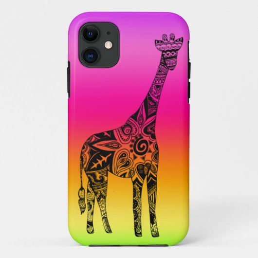 Roze en groene Neon Giraffe Case-Mate iPhone Case (Achterkant)