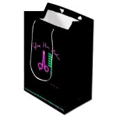 Roze en Groene Neon Hair Studio Gift Bag – Custom Medium Cadeauzakje (Voorkant Gekanteld)
