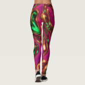 Roze en groene Neon Liquid Abstracte Art-Leggings Leggings (Achterkant)