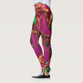 Roze en groene Neon Liquid Abstracte Art-Leggings Leggings (Links)