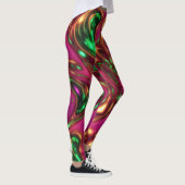 Roze en groene Neon Liquid Abstracte Art-Leggings Leggings (Rechts)