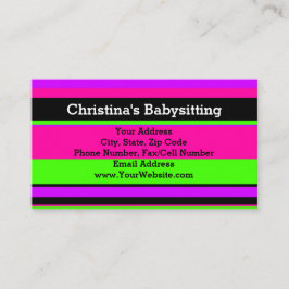 Roze en groene neonstrips Teen/Babyzittend Visitekaartje
