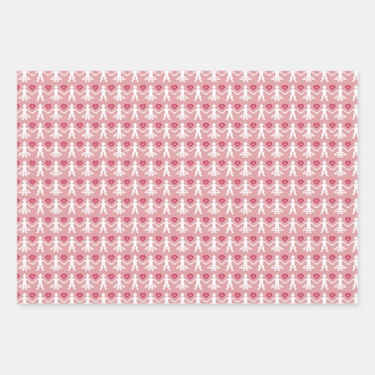 Roze en groene Nordic Trio Inpakpapier Vel (Voorkant 3)